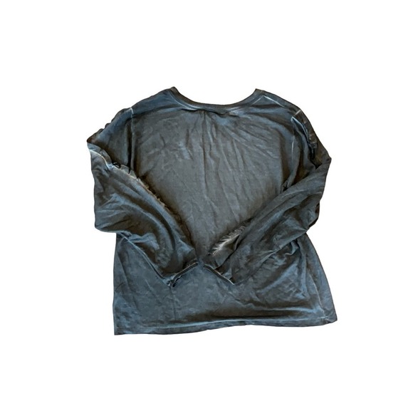 Dantelle T-shirt Top Women's Size L Gray Ruffle Long Sleeve Crew Neck Pullover - Picture 2 of 6